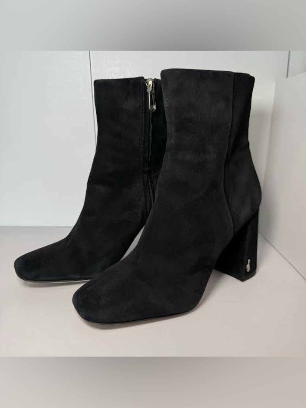 Sam Edelman Codie Black Suede Boots 8.5 block heel ankle boots